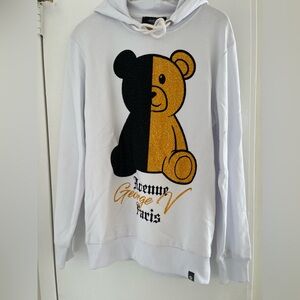 Avenue George V Paris White Hoodie Men’s long sleeve Sweatshirt M NWT